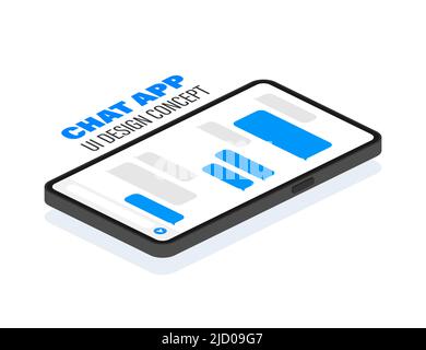 Trendige Chat-Anwendung mit Dialogfenster. Sms-Messenger. Vektorgrafik. Stock Vektor