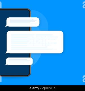 Flache Meldungen, Blasen. Chat-Schnittstelle. Meldungsblasen. Stock Vektor