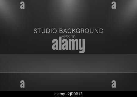 Moderner Studiohintergrund, tolles Design für jeden Zweck. Abstrakter Hintergrund für Vektorgrafiken in Schwarz. 3D Vektorgrafik. Stock Vektor