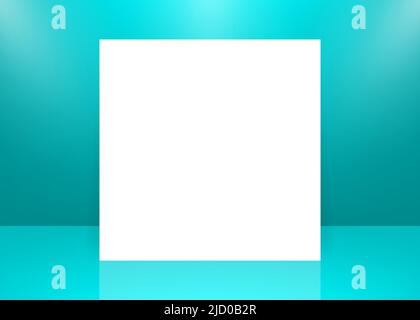 Moderner Studiohintergrund, tolles Design für jeden Zweck. Vektor grün abstrakter Hintergrund mit Blatt Papier. 3D Vektorgrafik. Stock Vektor