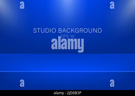 Moderner Studiohintergrund, tolles Design für jeden Zweck. Vektor dunkelblauer abstrakter Hintergrund. 3D Vektorgrafik. Stock Vektor