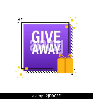 Giveaway-Logo-Vorlage für Social-Media-Beiträge oder Website-Banner. Stock Vektor