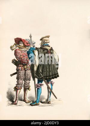 Piper, Sergeant, Deutsches Militärkleid, erstes Drittel des 16. Jahrhunderts, Illustration, die Geschichte der Kostüme, Braun & Schneider, München, Deutschland, 1861-1880 Stockfoto