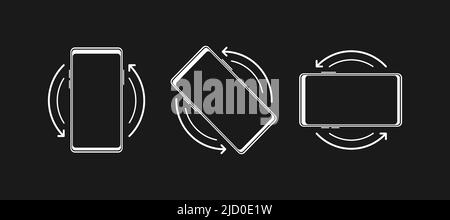 Mobiltelefon drehen. Schalten Sie das Gerät ein. Symbol für die Geräterichtung. Vektorgrafik. Stock Vektor