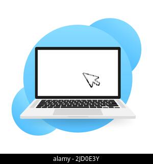 Flacher Laptop im Modell für die Gestaltung von Websites. Tolles Modell für Laptop, tolles Design für jeden Zweck. Stock Vektor