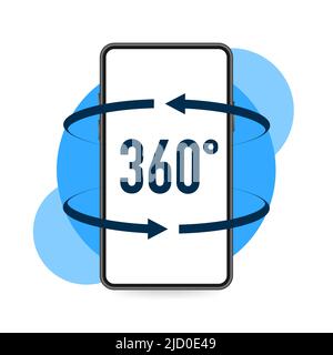 Symbol für 360-Grad-Ansicht auf weißem Hintergrund. Stock Vektor