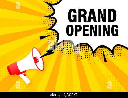 Großes, gelbes Banner in flachem Stil. Vektorgrafik. Stock Vektor