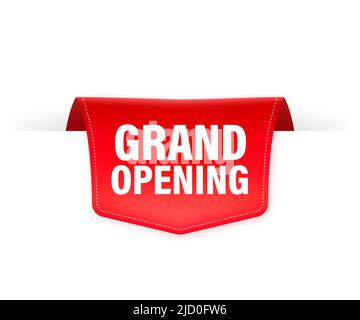 Große Eröffnung rotes Band im 3D Stil auf weißem Hintergrund. Vektorgrafik. Stock Vektor