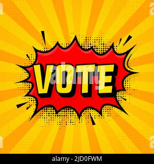 Cartoon-Banner. Vorlage für Votzeichen-Vektor-Design. Werbebanner. Spielschild. Pfeilsymbol. Geometrische Kunst Stock Vektor