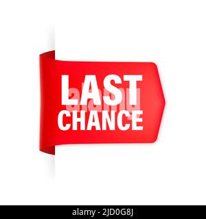 Last Chance rotes Band im 3D Stil auf weißem Hintergrund. Vektorgrafik. Stock Vektor