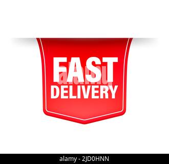 Schnelle Lieferung rotes Band auf weißem Hintergrund. Logo-Vektor. Isolierter Vektor. Stock Vektor