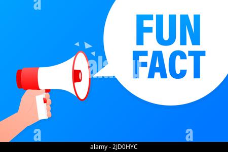 Fun Fact Feedback Megaphon blaues Banner im 3D Stil. Vektorgrafik. Stock Vektor