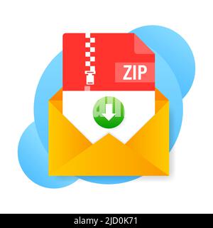 ZIP-Datei. Symbol für Web-Hintergrunddesign. E-Mail-Zeichen. Vektorgrafik für Technologie. Technologiehintergrund Stock Vektor