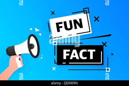 Blaues Megaphon-Banner mit lustigen Fakten-Zeichen. Vektorgrafik Stock Vektor