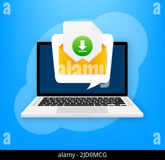 Laden Sie die Illustration für den Laptop herunter. Vektorgrafik Stock Vektor