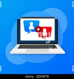 Symbol mit Live-Chat-Videoanruf. Isometrische Vektordarstellung. Editierbare Vektordarstellung. Online-Video Stock Vektor