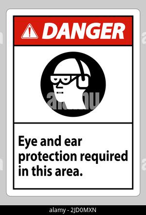 Warnschild Augen- Und Gehörschutz In Diesem Bereich Erforderlich Stock Vektor