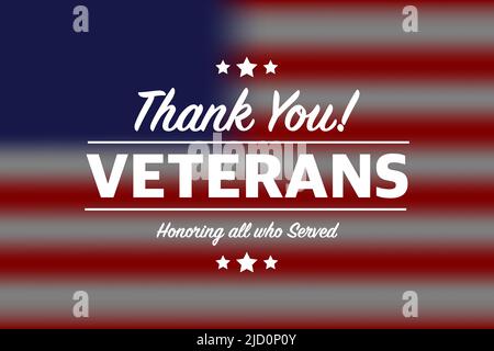 Vielen Dank an Veteranen im amerikanischen Stil. Tageshintergrund. Vektordesign. Vektortypografie Stock Vektor