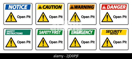 Pit Sign Isolate auf weißem Hintergrund öffnen, Vektorgrafik EPS.10 Stock Vektor