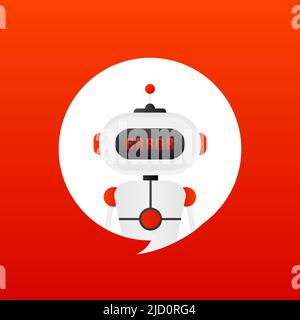 Fehlersymbol für Chatbot-Glyphe. Silhouette-Symbol. Talkbot mit Fehler in der Sprechblase. Error bot. Künstliche Intelligenz Stock Vektor