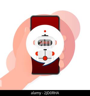 Fehlersymbol für Chatbot-Glyphe. Silhouette-Symbol. Talkbot mit Fehler in der Sprechblase. Error bot. Künstliche Intelligenz Stock Vektor