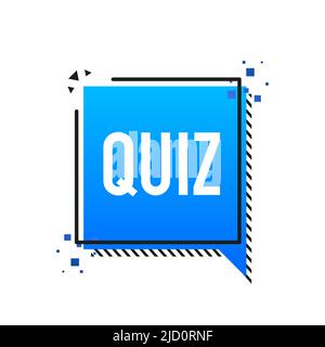 Quiz blaues Banner im Stil 3D auf weißem Hintergrund. Vektorgrafik Stock Vektor