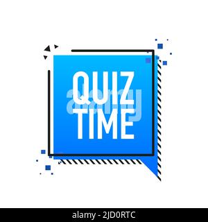 Blaues Banner mit Quiz Time im Stil 3D auf weißem Hintergrund. Vektorgrafik Stock Vektor
