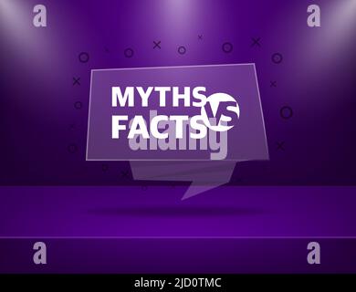 Fakten und Mythen sprudeln isoliert auf weißem Hintergrund. Symbol, Logo-Illustration. Markensymbol-Vektordesign aktivieren. Charakter für das Konzept Stock Vektor