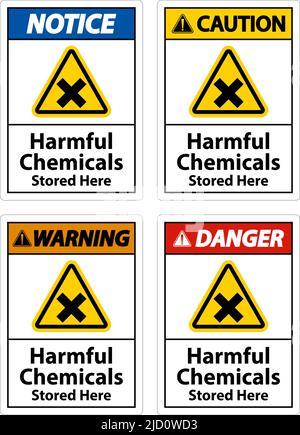 Hier Gespeicherte Schädliche Chemikalien Auf Weißem Hintergrund Stock Vektor