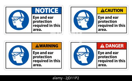 Warnschild Augen- Und Gehörschutz In Diesem Bereich Erforderlich Stock Vektor