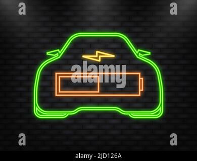 Symbol für Elektroauto und Ladestation auf weißem Hintergrund. Vektorgrafik Stock Vektor