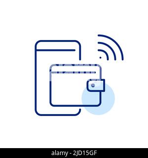Intelligente Geldbörse. Pixel-perfektes, bearbeitbares Strichliniensymbol Stock Vektor