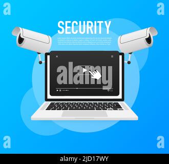 Sicherheitsvideo, tolles Design für jeden Zweck. Isometrische Vektordarstellung. Sicherheitsschutzkonzept Stock Vektor