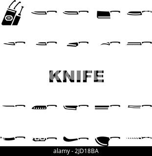 Küchenmesser Zum Schneiden Von Food Icons Set Vector Stock Vektor