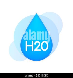 H2O realistisches Blau ein Tropfen Wasser. Webdesign. Vektorgrafik Stock Vektor