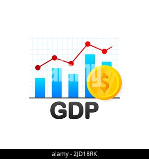 Pfeilvektorsymbol. GDP – Abkürzung für Bruttoinlandsprodukt. Business-Vektor-Symbol. Geschäftskonzept Stock Vektor