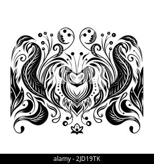 Vektor monochromen nahtlose Grenze mit Vintage floralen Ornament. Schwarzer barocker Fries mit Blumen, Laub und Locken isoliert vom Hintergrund. Luxus Stock Vektor