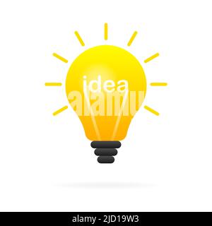 Idea Lampe im Cartoon-Stil. Isolierter Hintergrund. Realistische Vektordarstellung. Einfache Vektordarstellung Stock Vektor