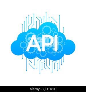 3D API für Webdesign. Flache Abbildung. Webdesign isometrisches Konzept. Cloud-Technologie. Stock Vektor