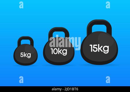 Symbol für schwarzes Gewicht 5,10,15 kg. Vektorgrafik Stock Vektor