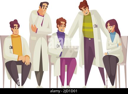 Männliche und weibliche Ärzte haben medizinische Konferenz Karikatur Vektor Illustration Stock Vektor
