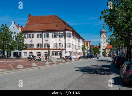 Rathaus an der Landshuter Straße in Erding, Bayern, Deutschland Stockfoto