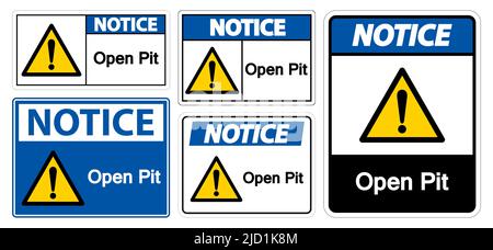 Hinweis: Offenes Pit-Schild auf weißem Hintergrund isolieren, Vektorgrafik EPS.10 Stock Vektor