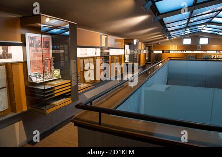 Ausstellung zur Geschichte in ehemaligen Häftlingsbaracken, Gedenkstätte, KZ, KZ Sachsenhausen, Oranienburg bei Berlin, Deutschland Stockfoto