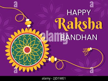 Happy Raksha Bandhan Cartoon Illustration mit Schwester, die Rakhi am Handgelenk ihrer Brüder bindet, um den Liebesbündnis in der indischen Festspielfestung zu symbolisieren Stock Vektor