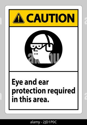 Warnschild Augen- Und Gehörschutz In Diesem Bereich Erforderlich Stock Vektor