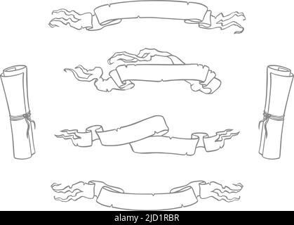 Weiße Bänder, uralte Schriftrollen, Platz für Kopfzeile, Vektorgrafik Stock Vektor