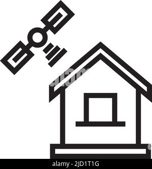 Haus-Satellitenkommunikation. Symbol für Wireless Internet Broadcasting Stock Vektor