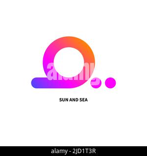 Sommer linear einfaches Piktogramm von Sonne und Meer Stock Vektor