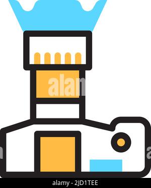 Kamerasymbol für Fotos. Optischer Vintage-Videorekorder Stock Vektor